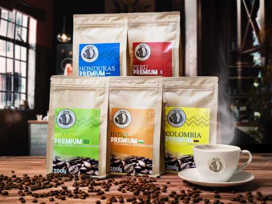 Milenial Cafe Dárková degustační sada - pět druhů zrnkové kávy - 100% Arabica