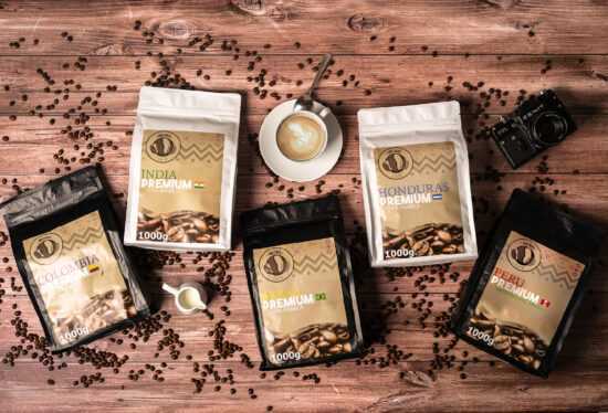Degustační sada XXL - pět druhů zrnkové kávy - 100% Arabica
