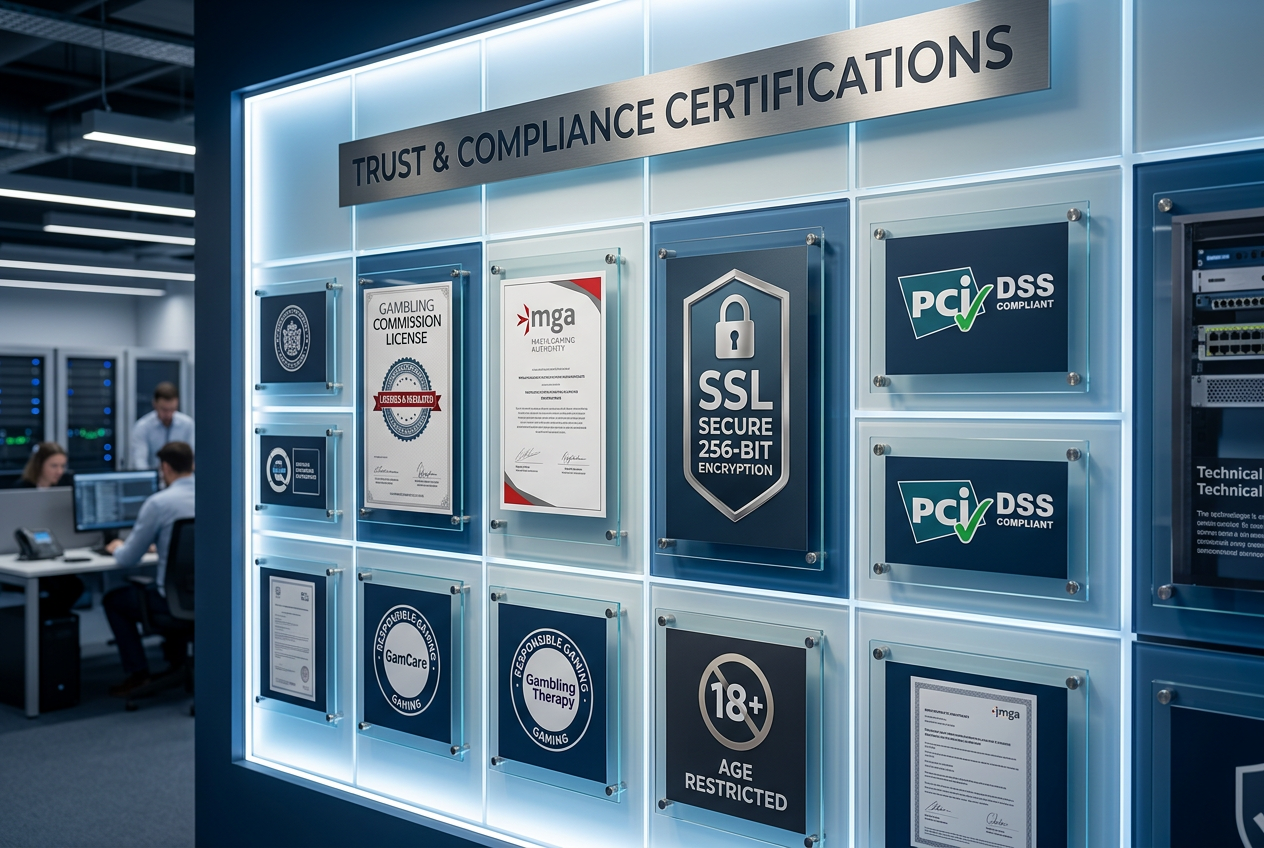 Bezpečnostní certifikáty a licenční loga online hazardních her